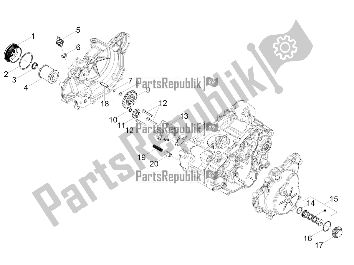 All parts for the Lubrication of the Aprilia Tuono 125 2022