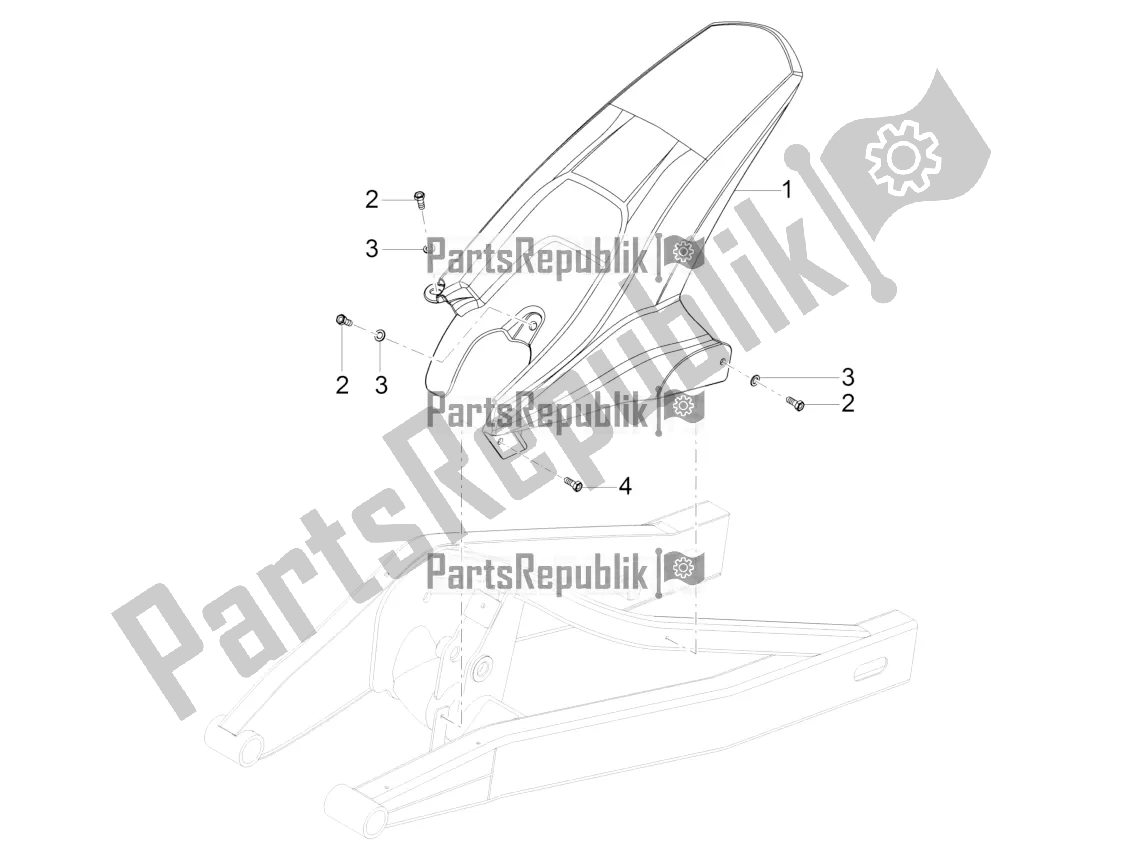 All parts for the Rear Mudguard of the Aprilia Tuono 125 2022