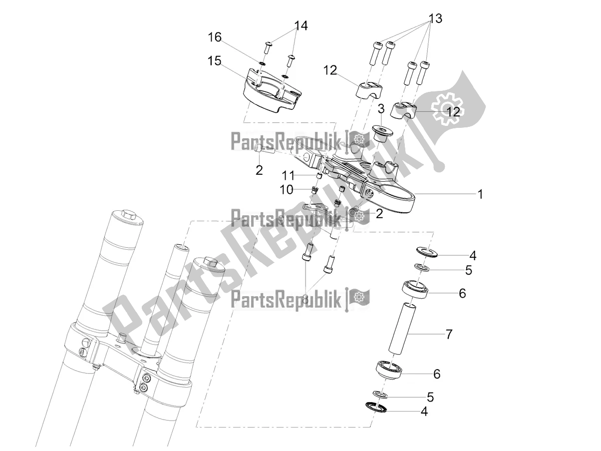 All parts for the Steering of the Aprilia Tuono 125 2022