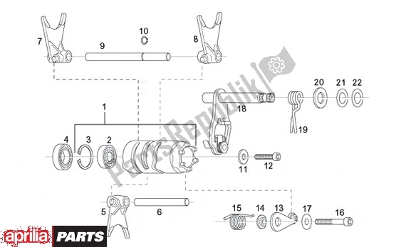 Alle onderdelen voor de Transmissie Schakeling van de Aprilia Tuono 355 125 2003 - 2004