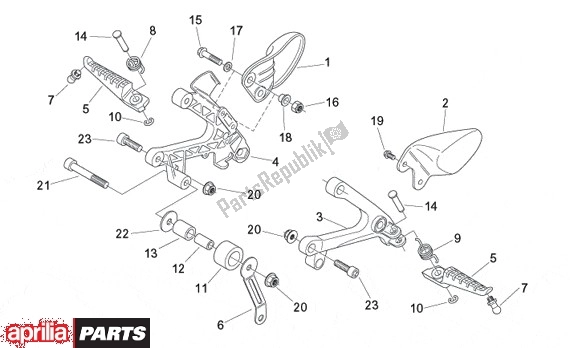 Todas as partes de Voetsteunen Rijder do Aprilia Tuono 355 125 2003 - 2004