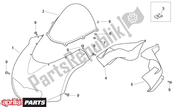 Tutte le parti per il Voorscherm del Aprilia Tuono 355 125 2003 - 2004