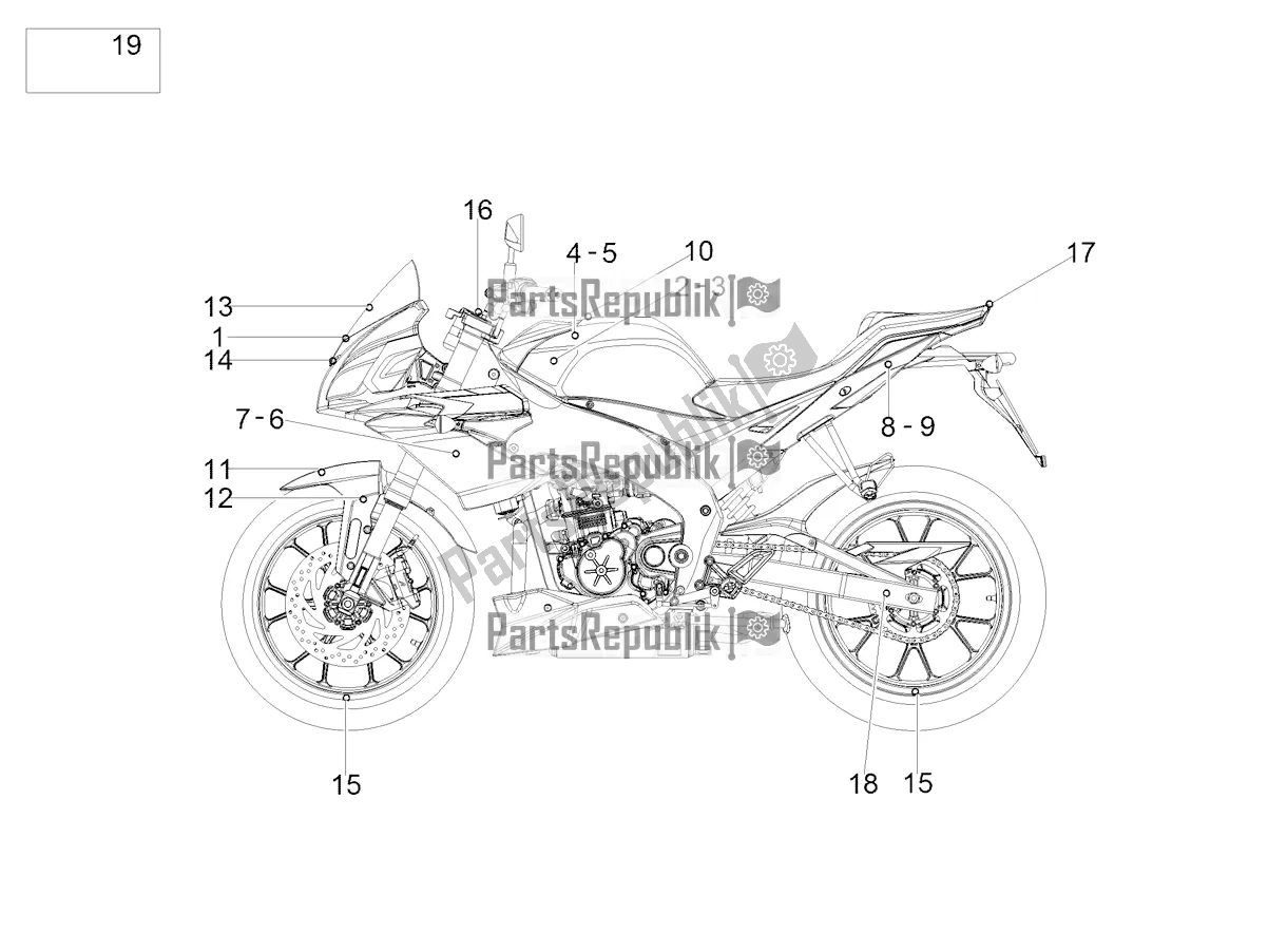 All parts for the Decal of the Aprilia Tuono 125 4T 2017