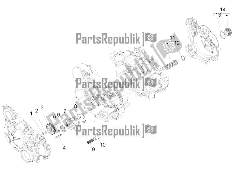 All parts for the Oil Pump of the Aprilia Tuono 125 4T 2017