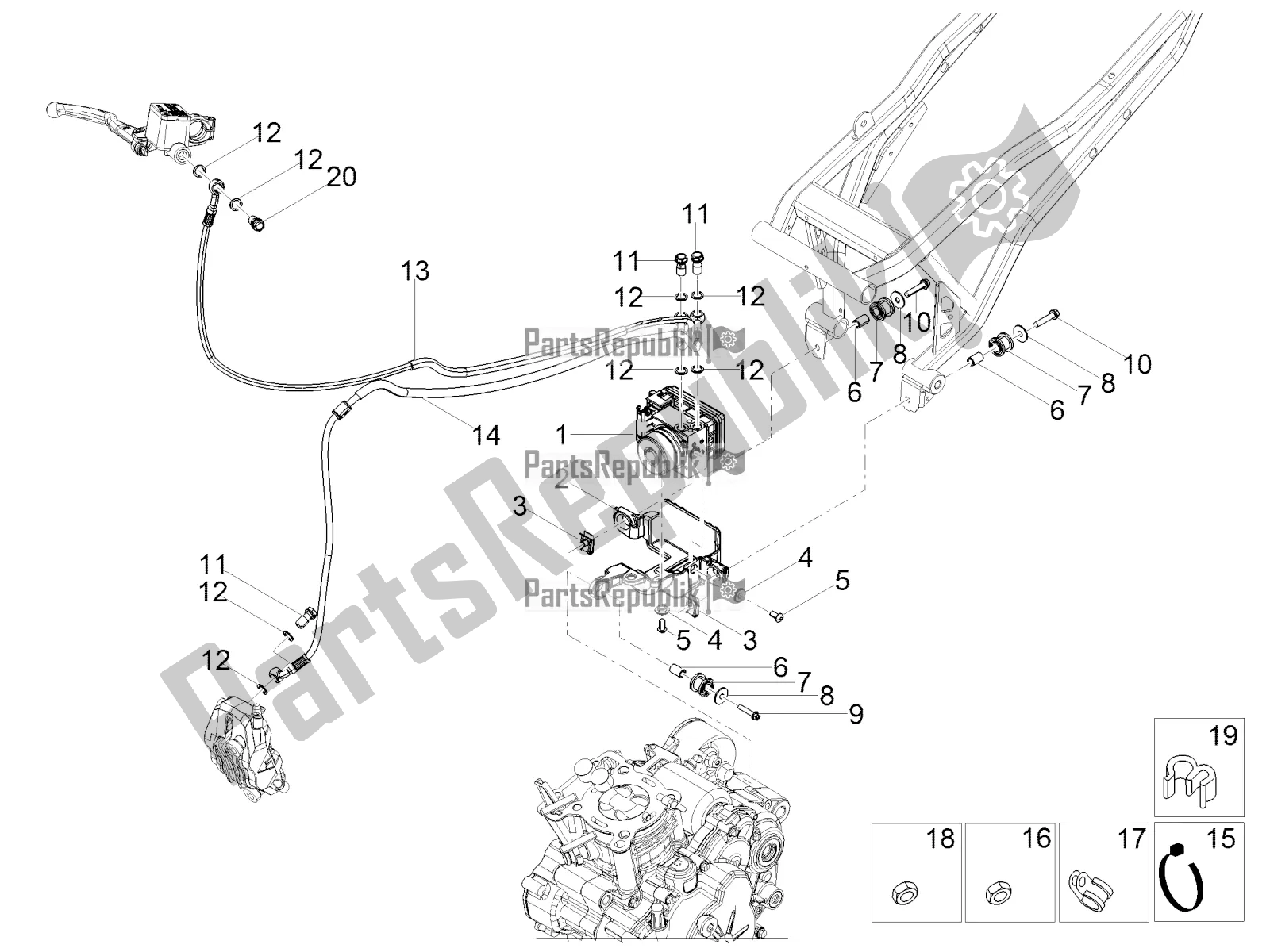 Tutte le parti per il Sistema Frenante Abs del Aprilia Tuono 125 4T 2018