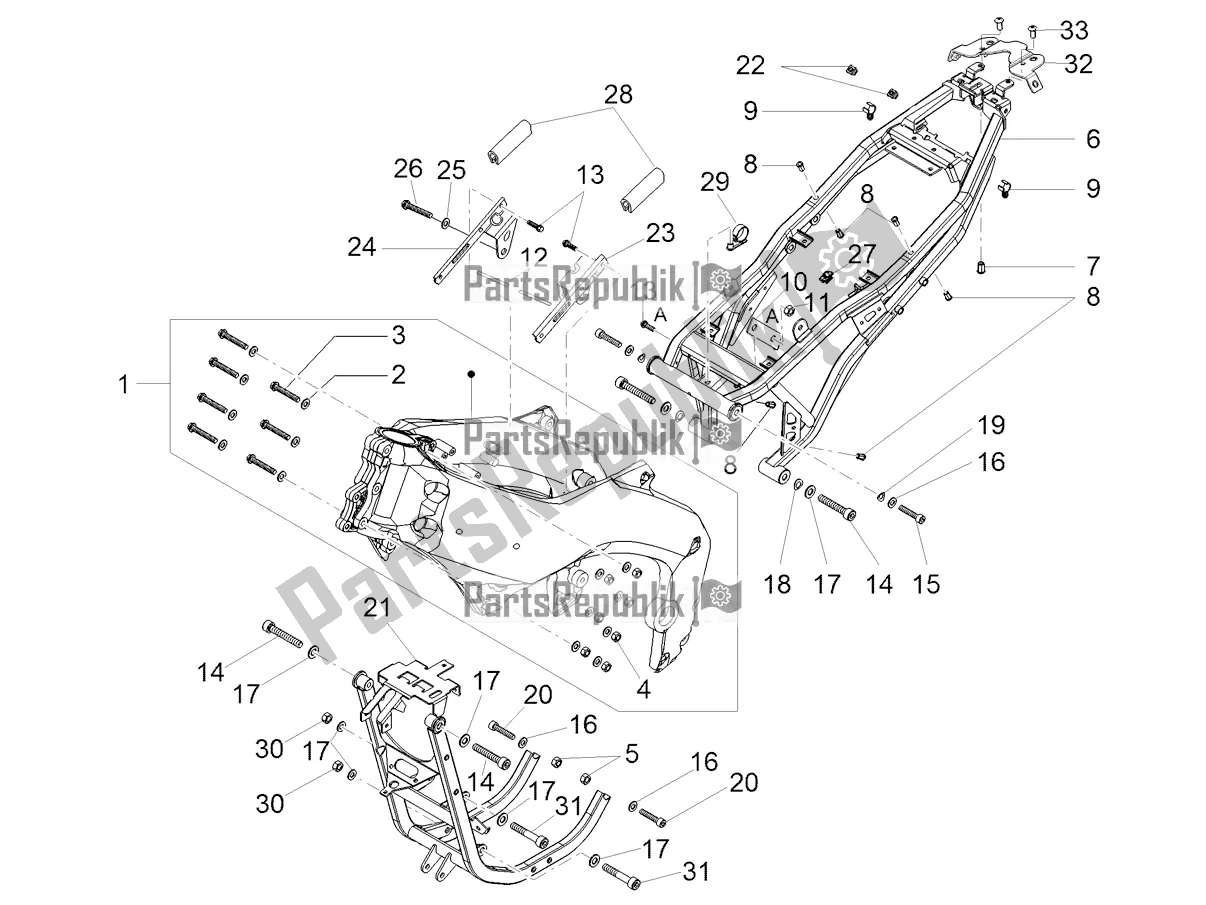 All parts for the Frame of the Aprilia Tuono 125 4T 2018