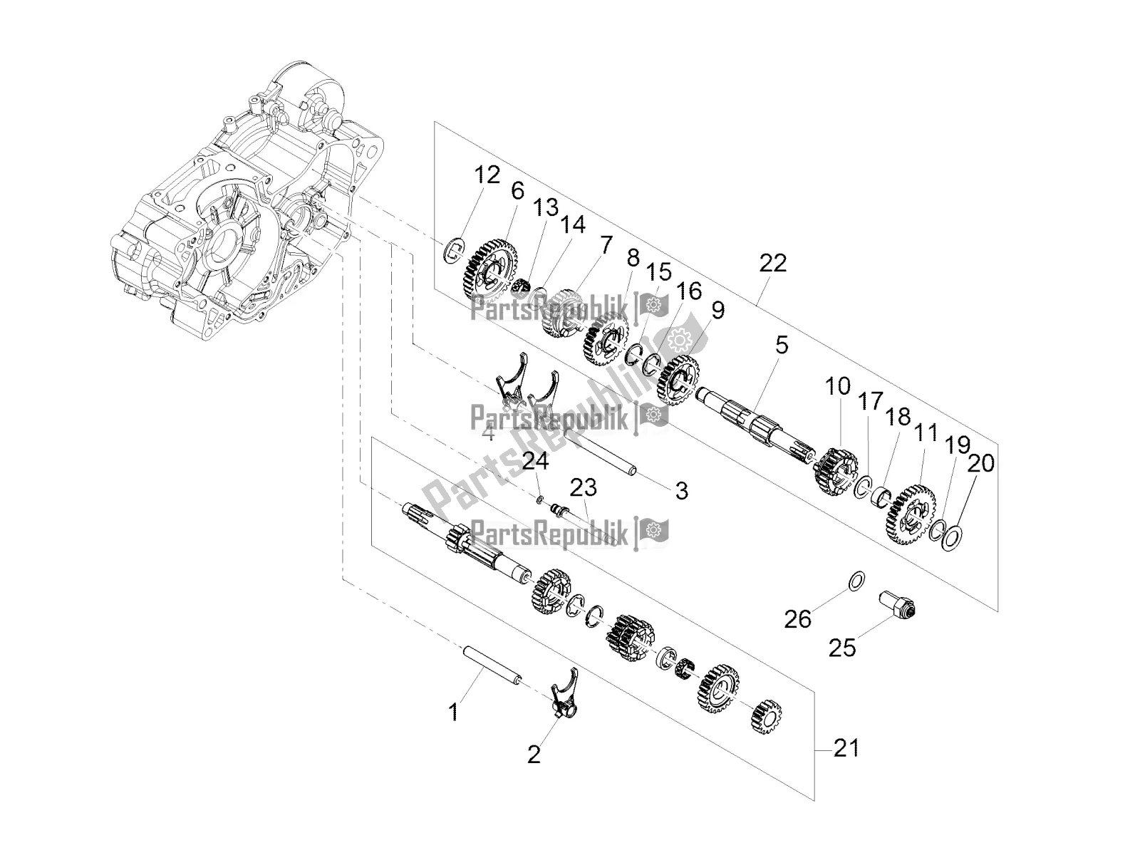 Toutes les pièces pour le Réducteur - Engrenage du Aprilia Tuono 125 4T 2018