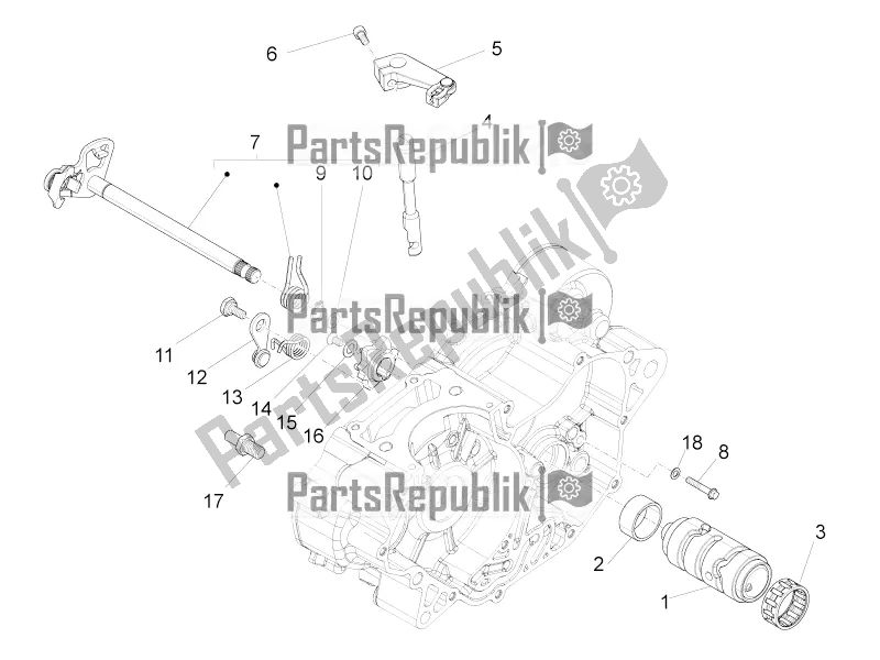 Toutes les pièces pour le Boîte De Vitesses / Sélecteur / Came De Changement De Vitesse du Aprilia Tuono 125 4T 2018