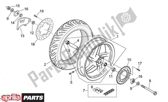 Tutte le parti per il Ruota Posteriore del Aprilia Tuono 350 2003 - 2004