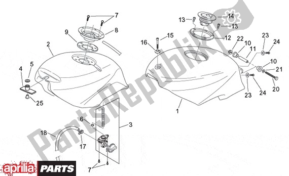 Todas las partes para Asiento Del Tanque De Combustible de Aprilia Tuono 350 2003 - 2004