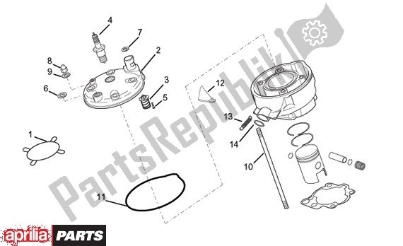 All parts for the Cylinder Head of the Aprilia Tuono 350 2003 - 2004