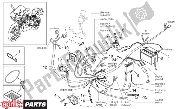 Wszystkie części do Elektrische Installatie Aprilia Tuono 350 2003 - 2004