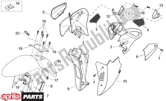 All parts for the Fender of the Aprilia Tuono 350 2003 - 2004