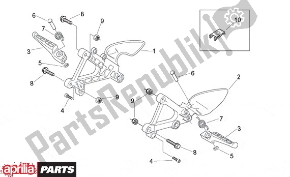 Tutte le parti per il Voetsteunen Rijder del Aprilia Tuono 350 2003 - 2004