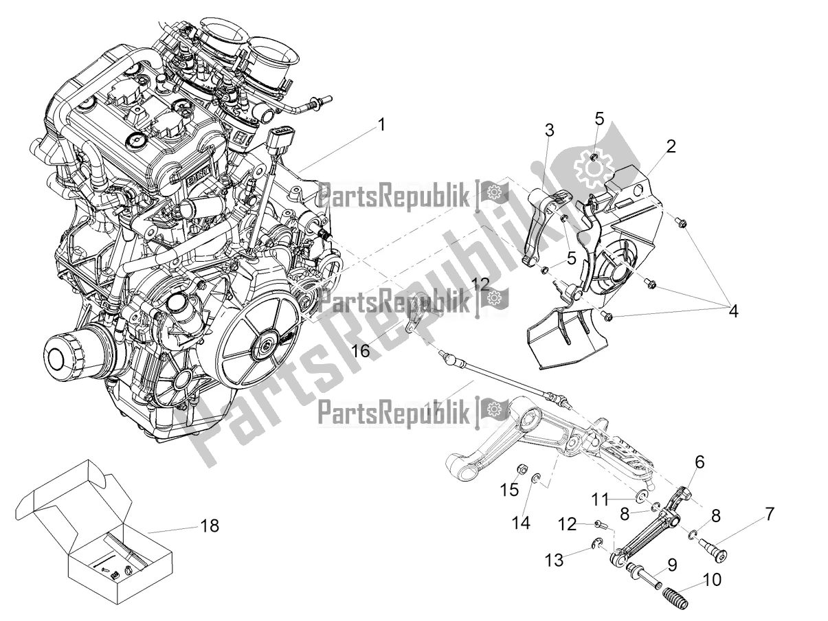 Alle onderdelen voor de Motor-completerende Deel-hendel van de Aprilia Tuono 660 2021