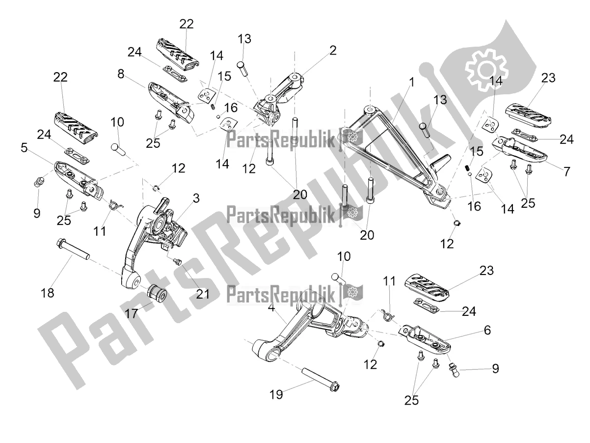All parts for the Foot Rests of the Aprilia Tuono 660 2021