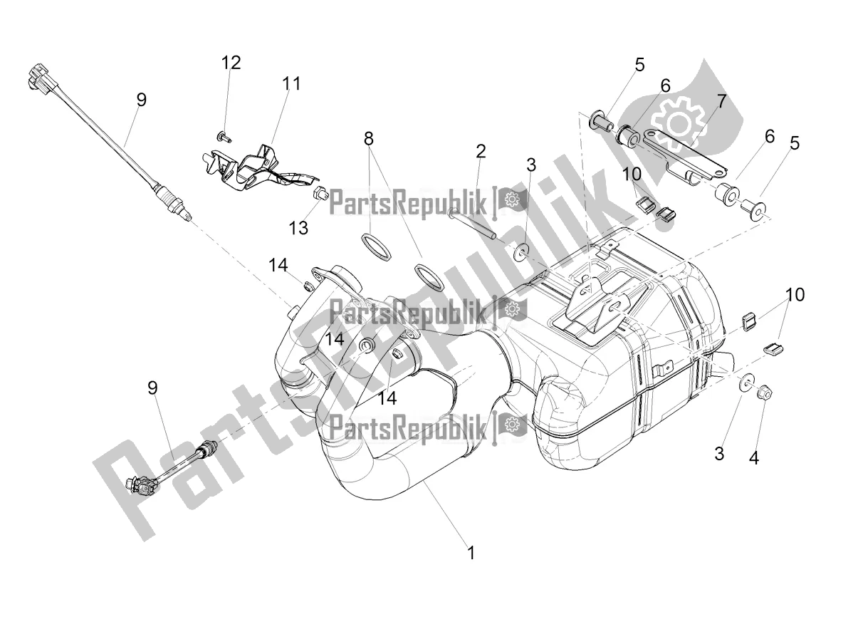 All parts for the Exhaust Pipe of the Aprilia Tuono 660 2022