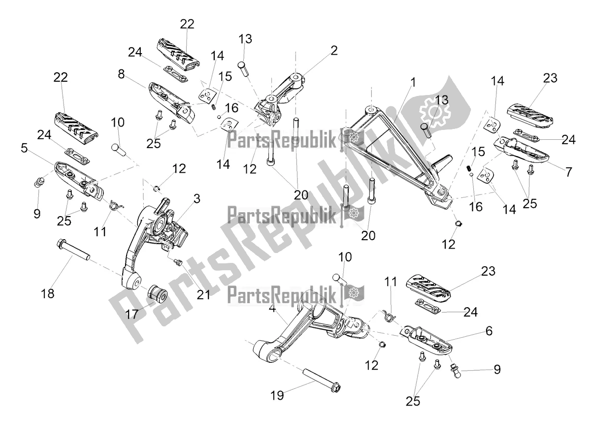 All parts for the Foot Rests of the Aprilia Tuono 660 2022