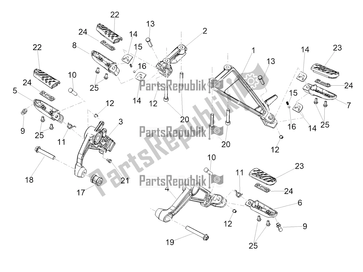 All parts for the Foot Rests of the Aprilia Tuono 660 2022