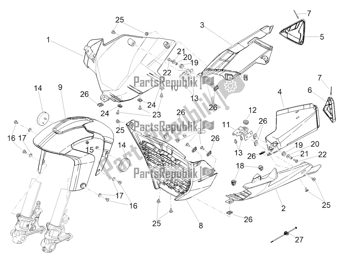 All parts for the Front Mudguard-pillar of the Aprilia Tuono 660 2022