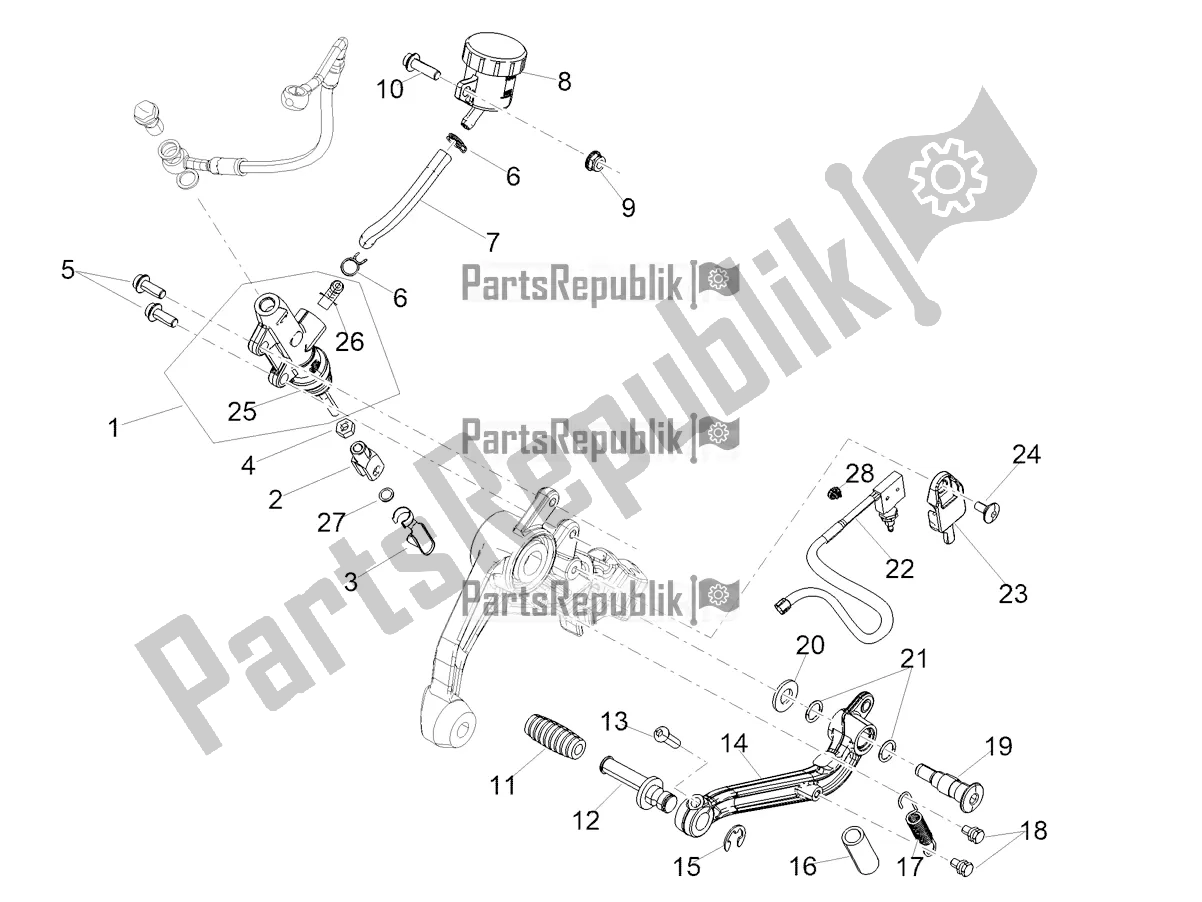 All parts for the Rear Master Cylinder of the Aprilia Tuono 660 2022