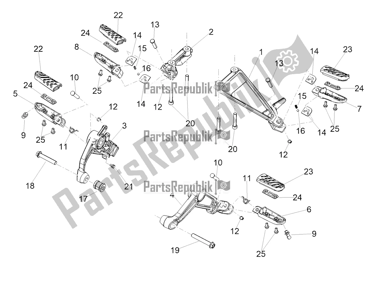 All parts for the Foot Rests of the Aprilia Tuono 660 Apac 2021