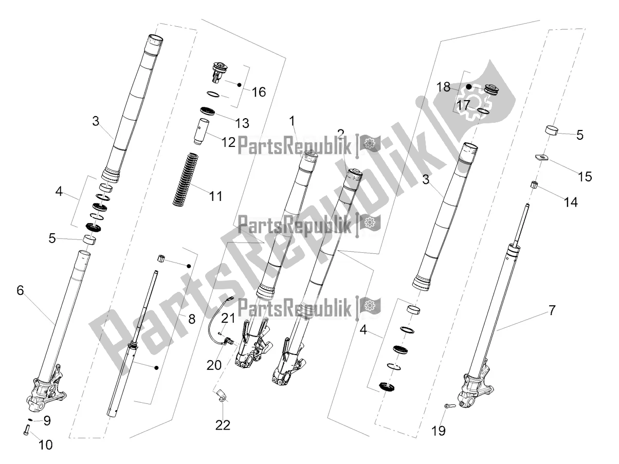 All parts for the Front Fork Kayaba of the Aprilia Tuono 660 Apac 2021