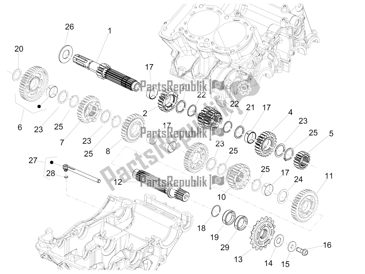 Alle onderdelen voor de Versnellingsbak - Versnellingsbak van de Aprilia Tuono 660 Apac 2021