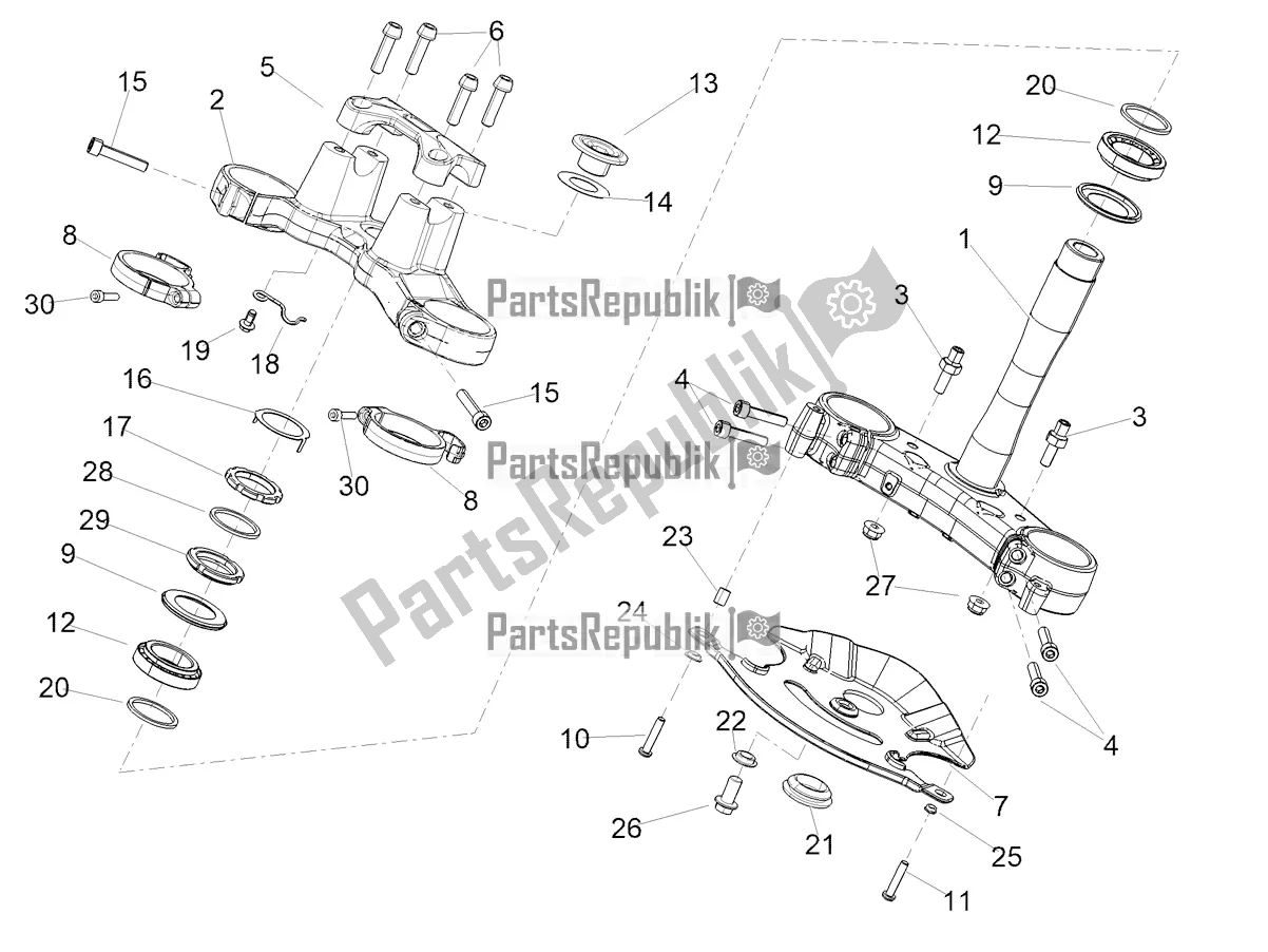 All parts for the Steering of the Aprilia Tuono 660 Apac 2021