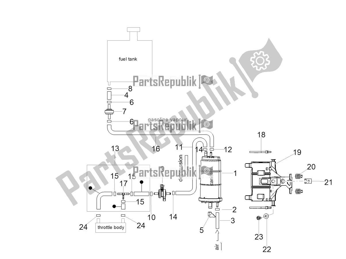 Todas las partes para Sistema De Recuperación De Vapor De Combustible de Aprilia Tuono 660 Apac 2022