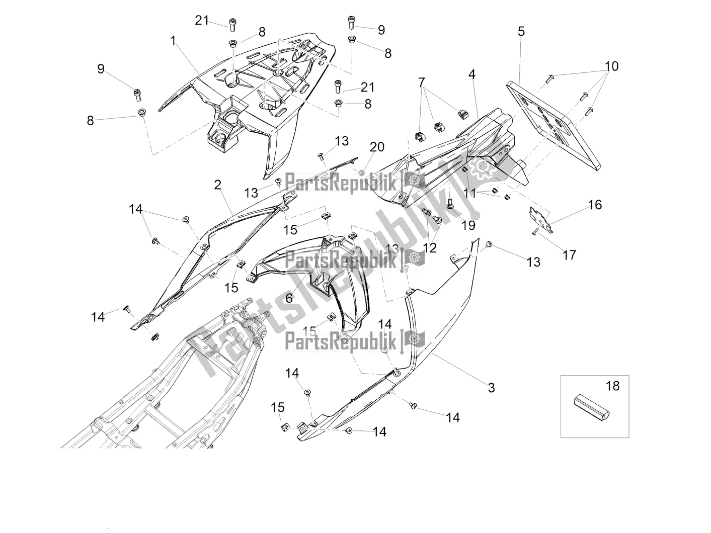 All parts for the Rear Body of the Aprilia Tuono 660 Apac 2022