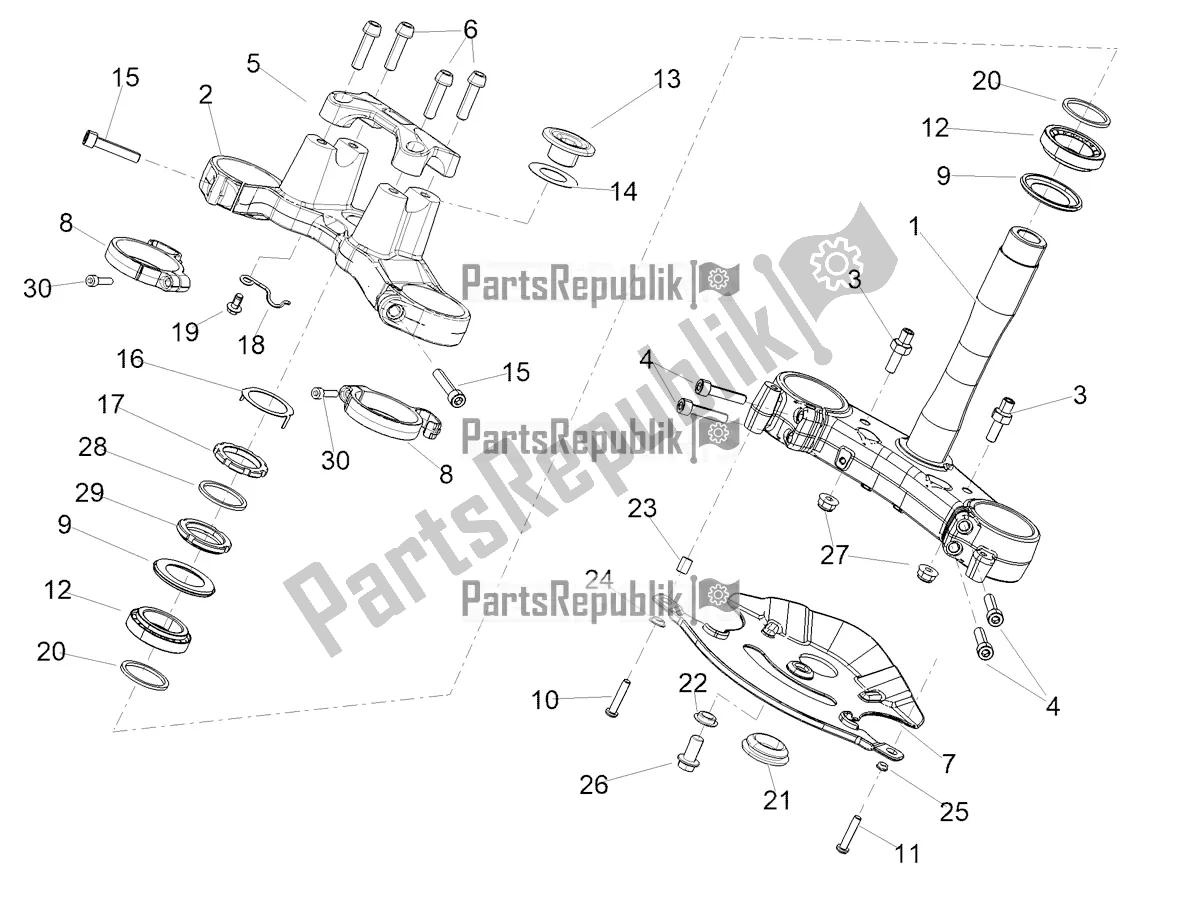 All parts for the Steering of the Aprilia Tuono 660 Apac 2022