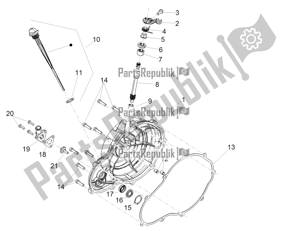 All parts for the Clutch Cover of the Aprilia Tuono 660 USA 2021