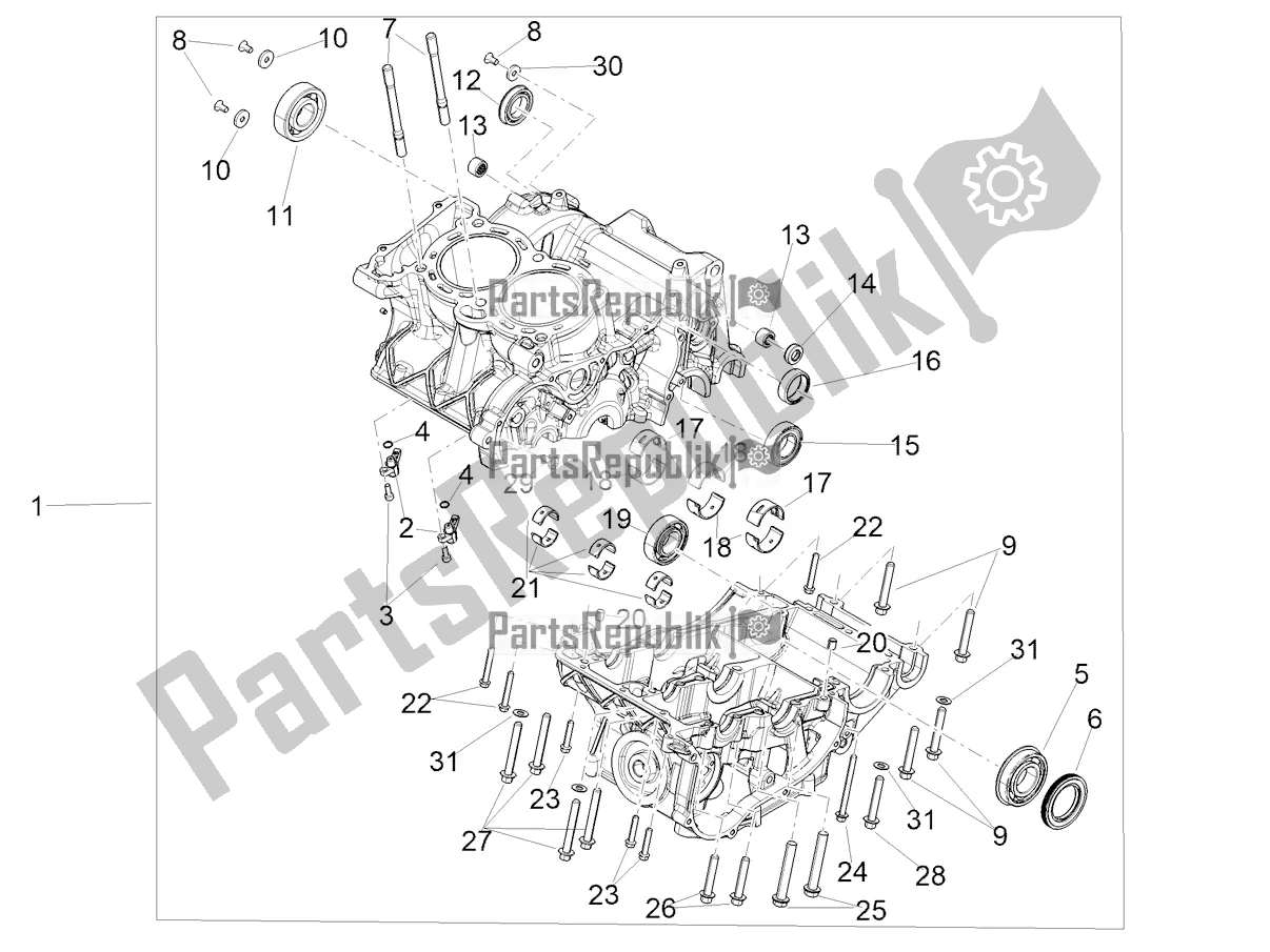 All parts for the Crankcases I of the Aprilia Tuono 660 USA 2021