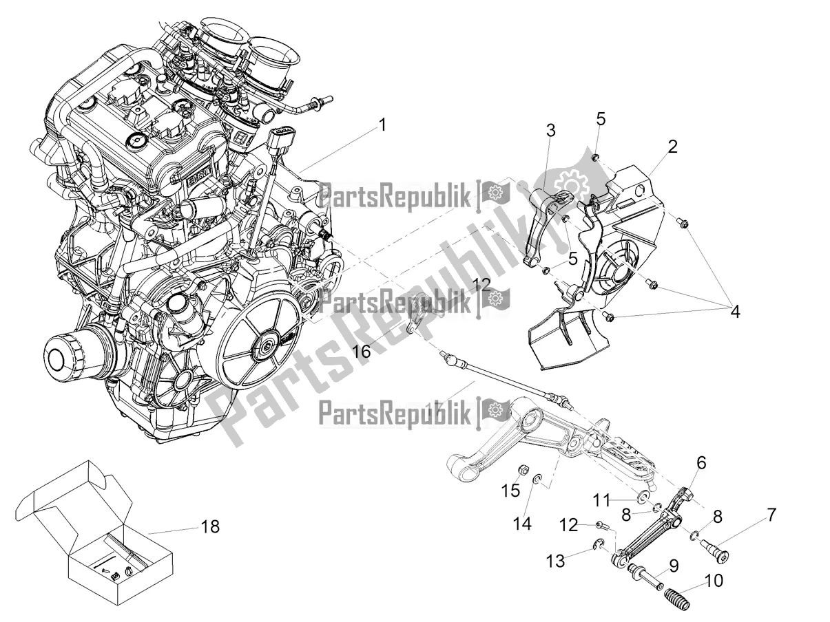 Alle onderdelen voor de Motor-completerende Deel-hendel van de Aprilia Tuono 660 USA 2021