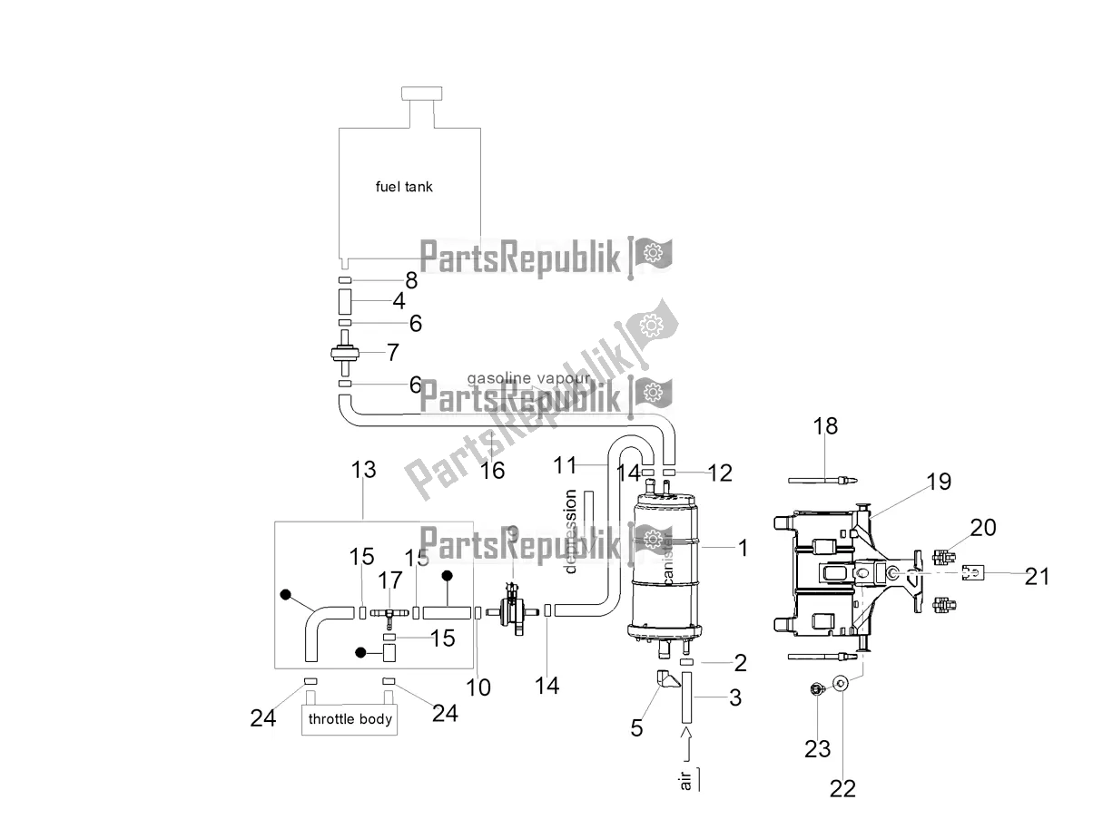 Toutes les pièces pour le Système De Récupération De Vapeur De Carburant du Aprilia Tuono 660 USA 2021