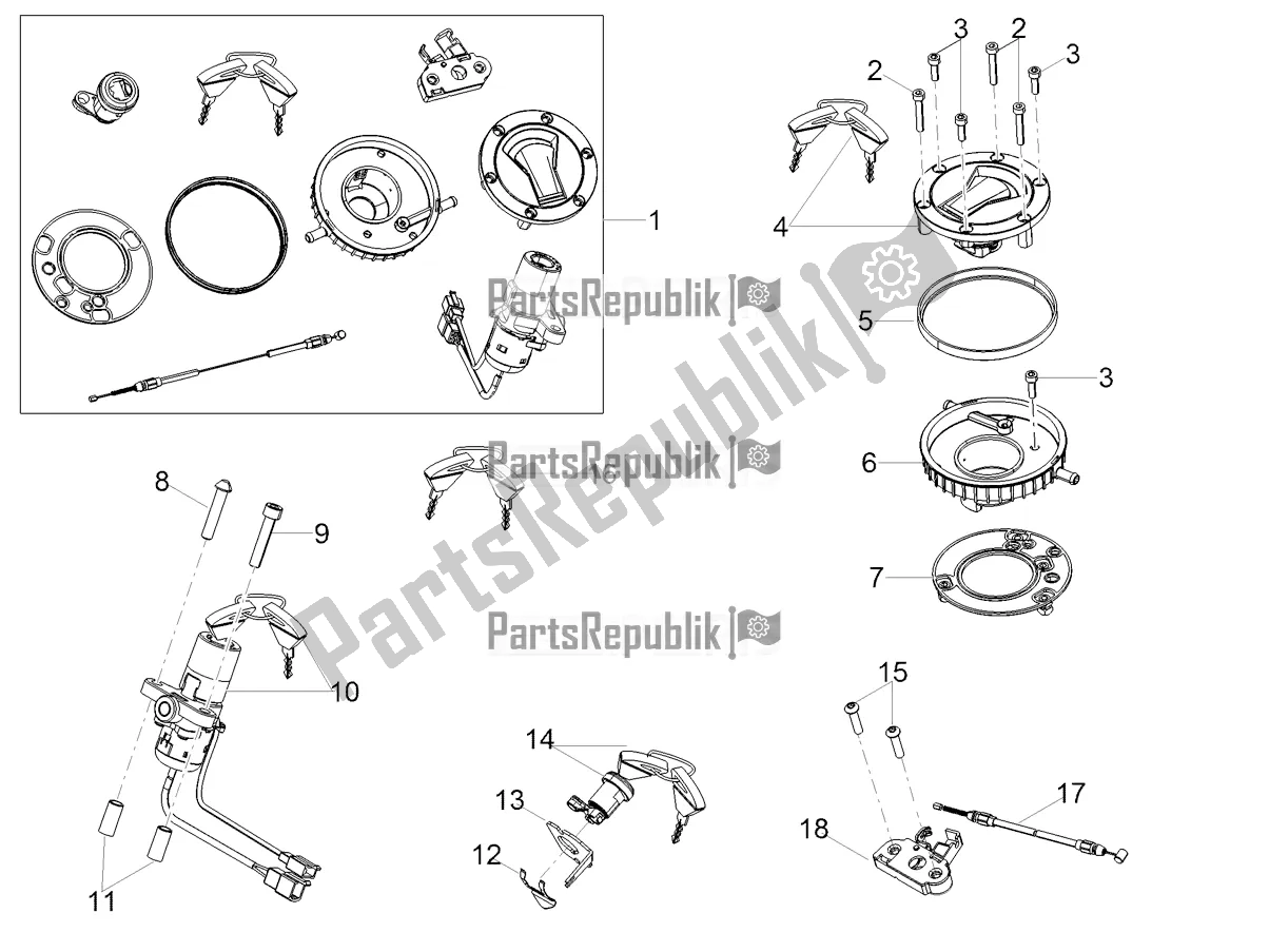 Todas las partes para Cerraduras de Aprilia Tuono 660 USA 2021