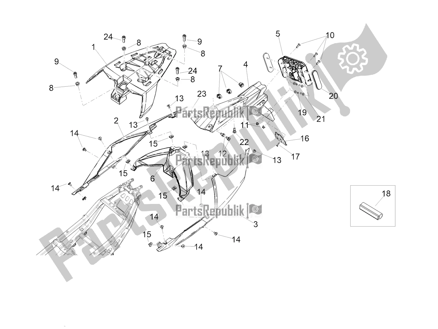 Todas as partes de Corpo Traseiro do Aprilia Tuono 660 USA 2021