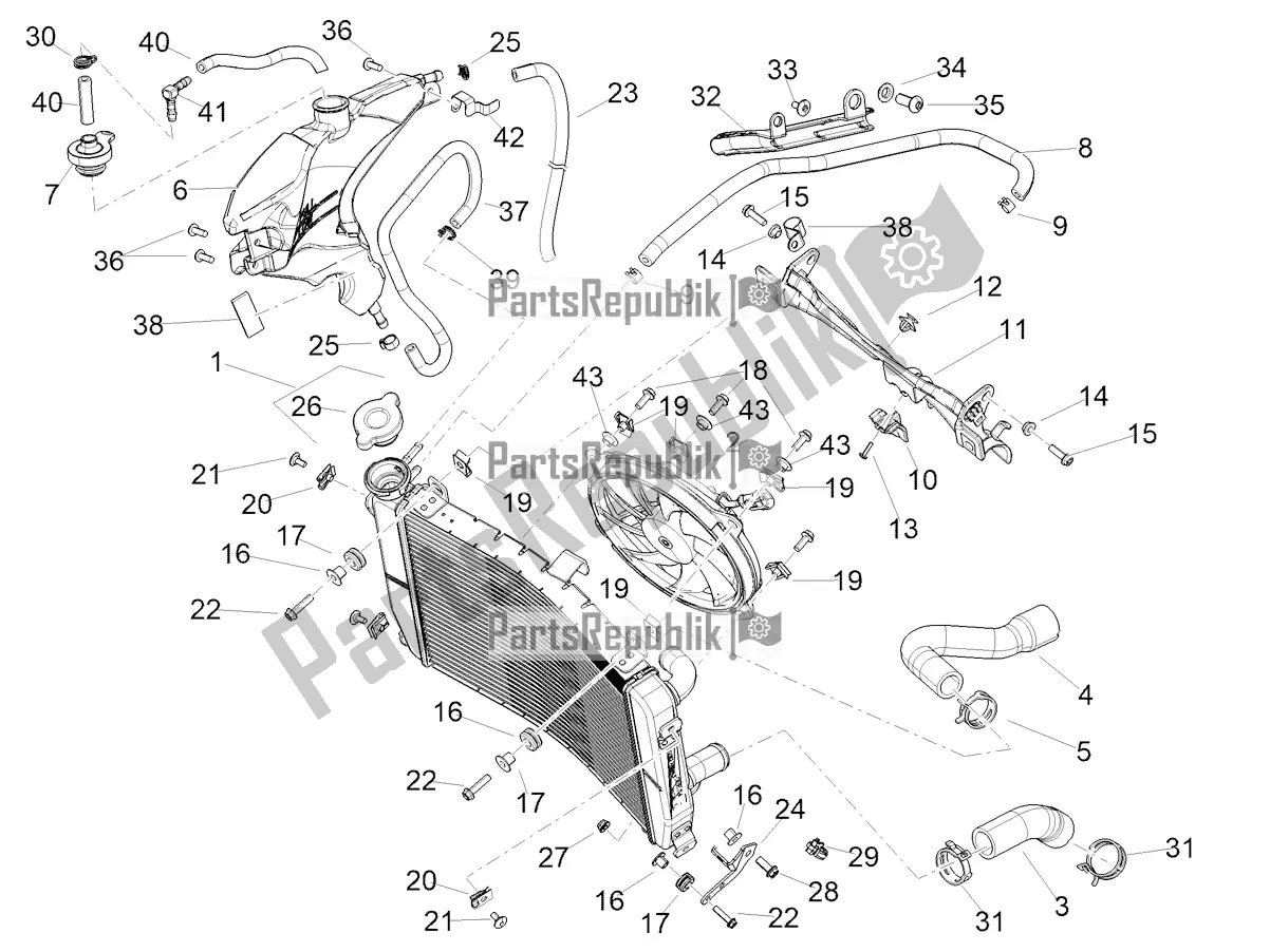 All parts for the Cooling System of the Aprilia Tuono 660 USA 2022