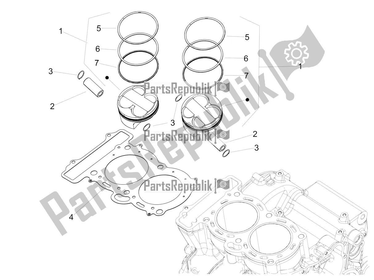 All parts for the Cylinder - Piston of the Aprilia Tuono 660 USA 2022