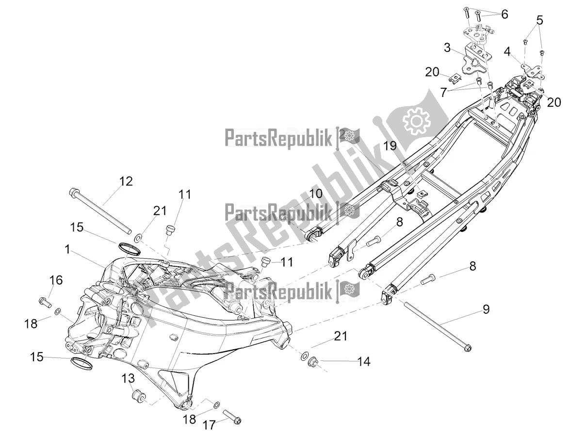 All parts for the Frame of the Aprilia Tuono 660 USA 2022