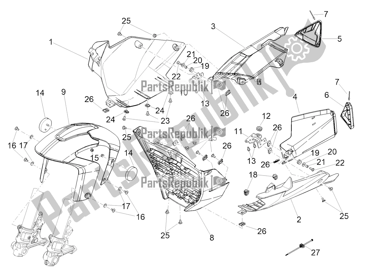 Toutes les pièces pour le Montant-garde-boue Avant du Aprilia Tuono 660 USA 2022