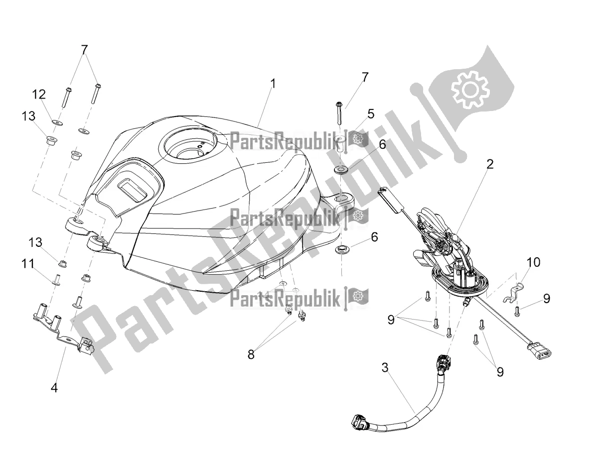 All parts for the Fuel Tank of the Aprilia Tuono 660 USA 2022