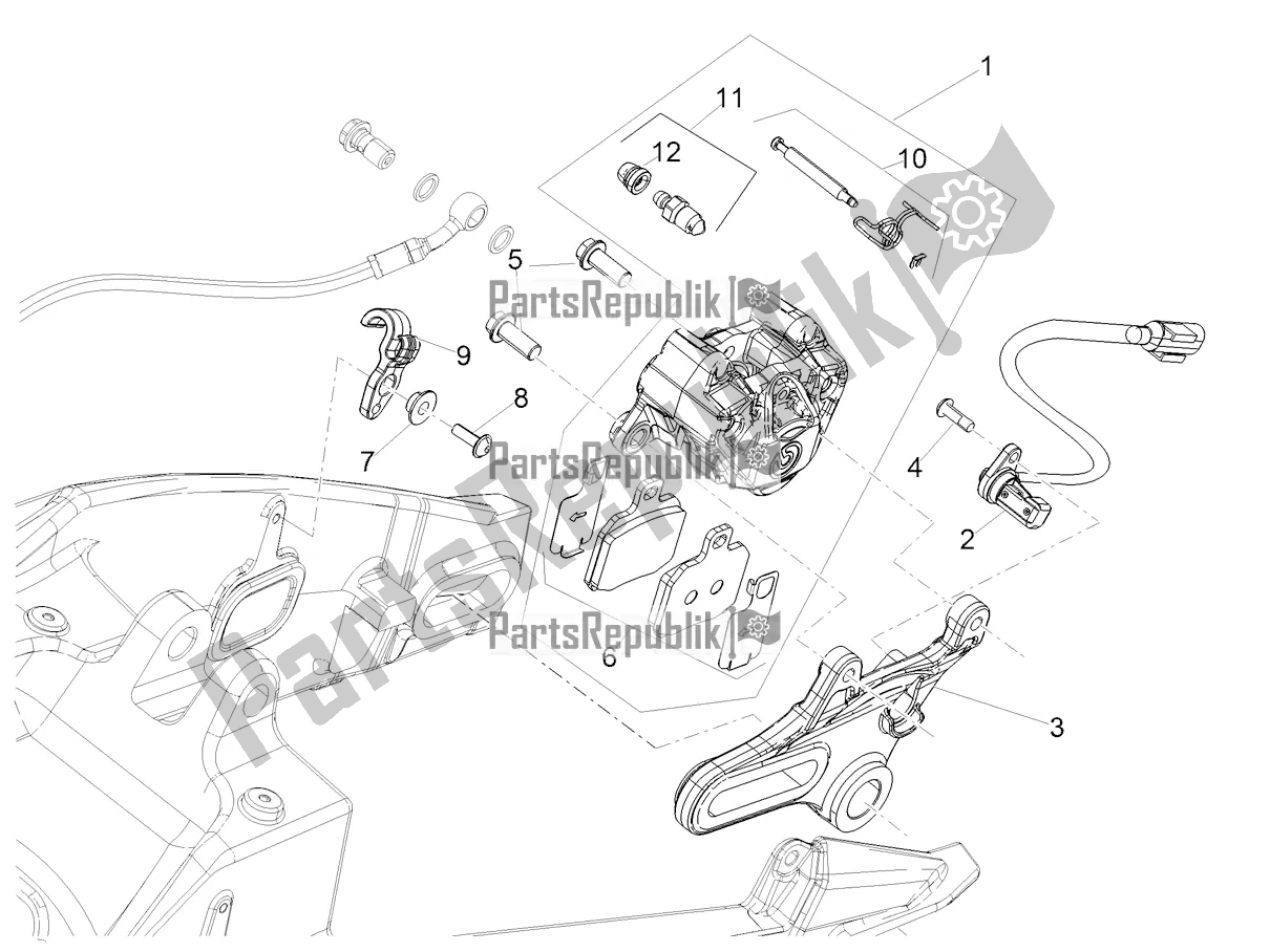 All parts for the Rear Brake Caliper of the Aprilia Tuono 660 USA 2022