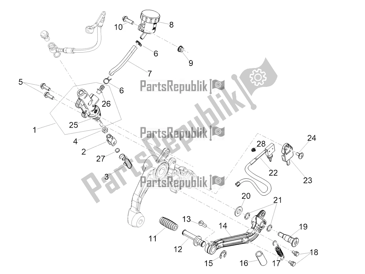 All parts for the Rear Master Cylinder of the Aprilia Tuono 660 USA 2022