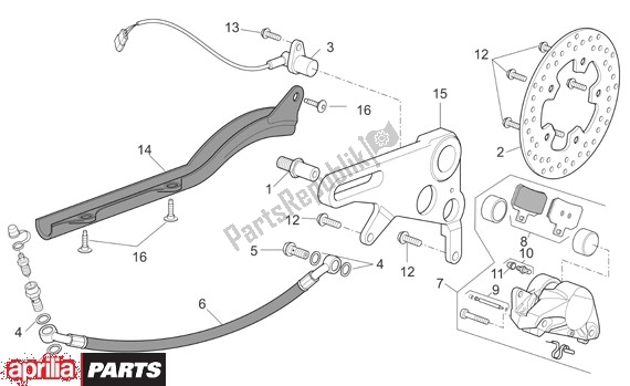 All parts for the Achterremklauw of the Aprilia Tuono R-factory 20 1000 2006 - 2007