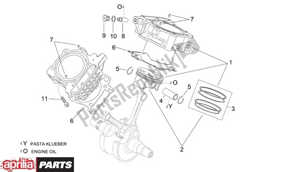 All parts for the Cylinder of the Aprilia Tuono R-factory 20 1000 2006 - 2007