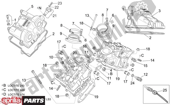 All parts for the Cylinder Head Cover of the Aprilia Tuono R-factory 20 1000 2006 - 2007