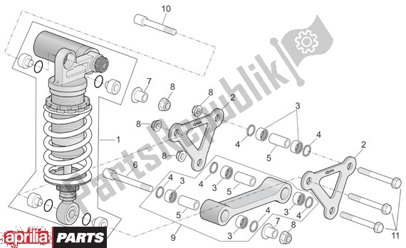 All parts for the Shock Absorber of the Aprilia Tuono R-factory 20 1000 2006 - 2007