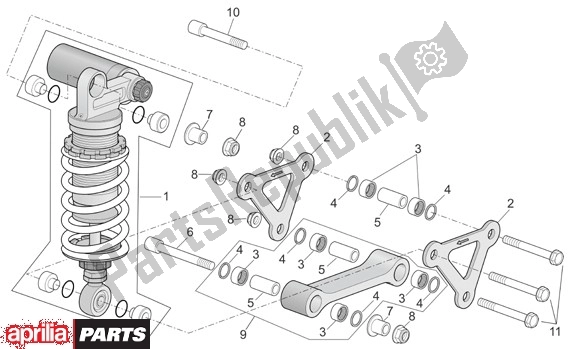 Tutte le parti per il Ammortizzatore del Aprilia Tuono R-factory 20 1000 2006 - 2007